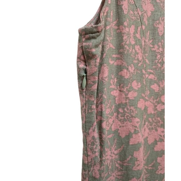 Chadwicks of Boston Green Floral Linen Blend Pleated Sleeveless Midi Dress Sz S - Picture 6 of 9